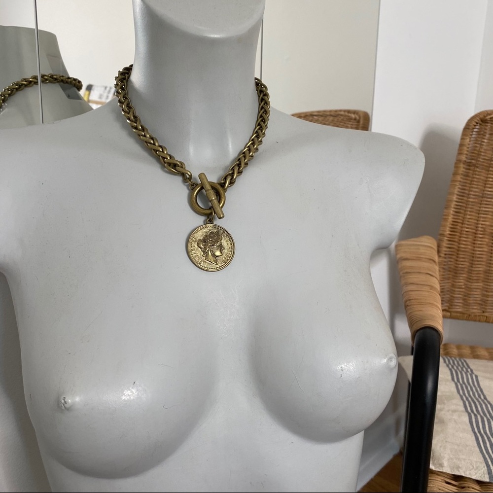 Brass plated coin necklace